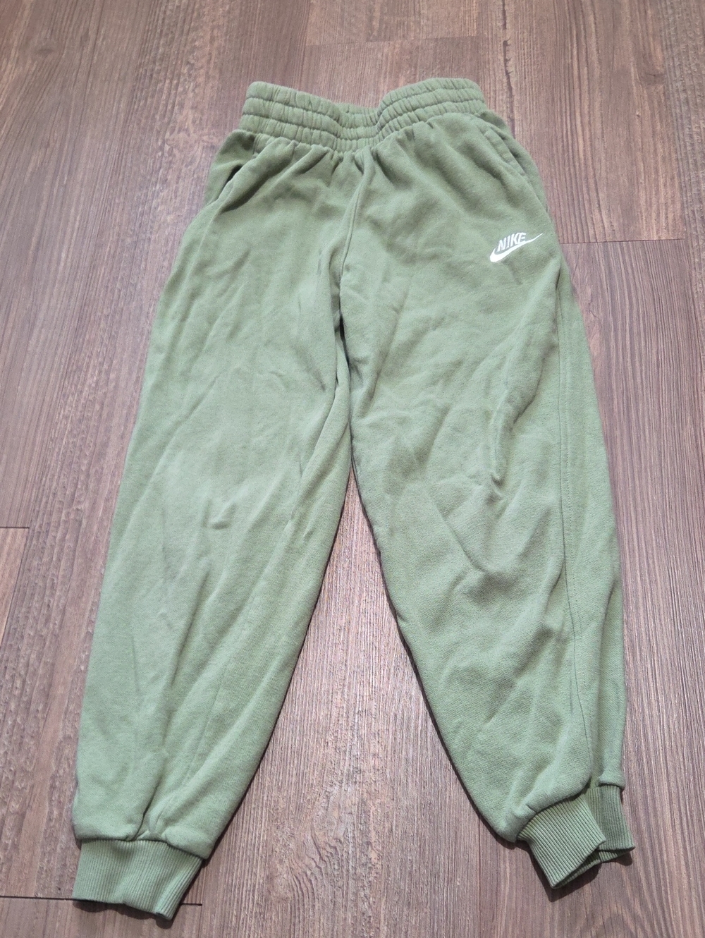 Nike Kids Olive Green Joggers with White Logo